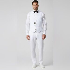 Cubavera White 100% Linen Vest&Pants Set, 
Made for Perry Ellis, Dublin, M/34/32